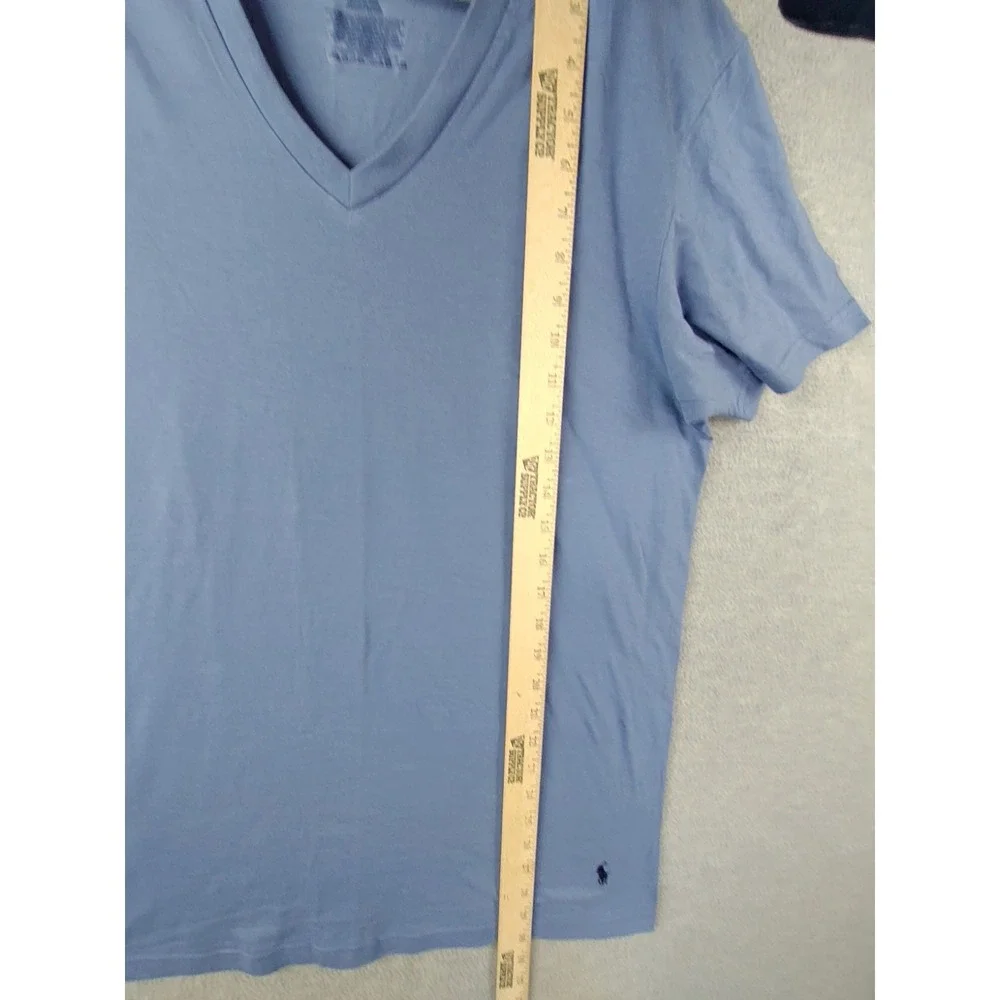Polo Ralph Lauren Mens Shirt Medium Blue Small Pony Tee V Neck‎ Pullover Preppy